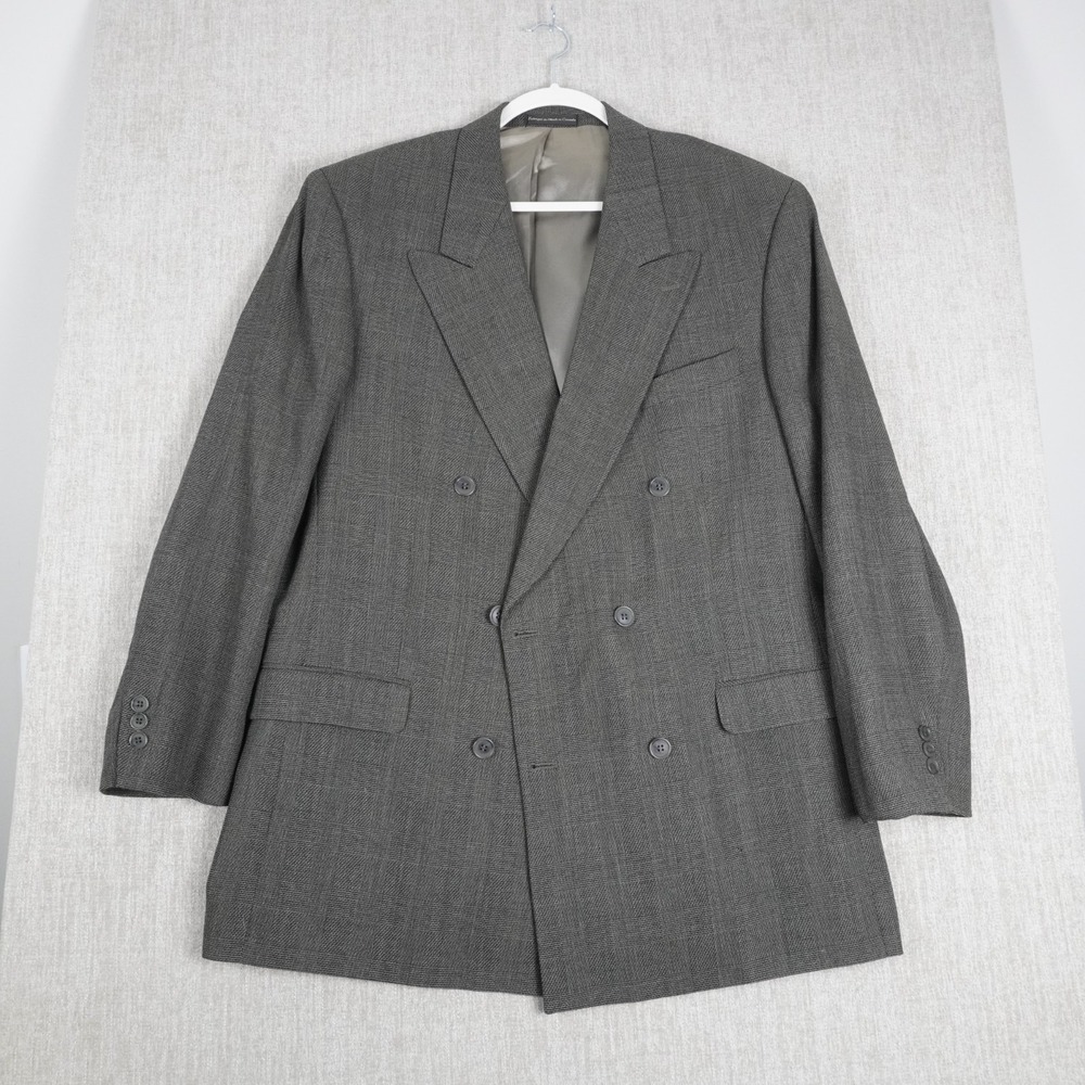 Christian Dumas Rivetex 100% Virgin Wool Grey Double Breasted Blazer Mens 43L